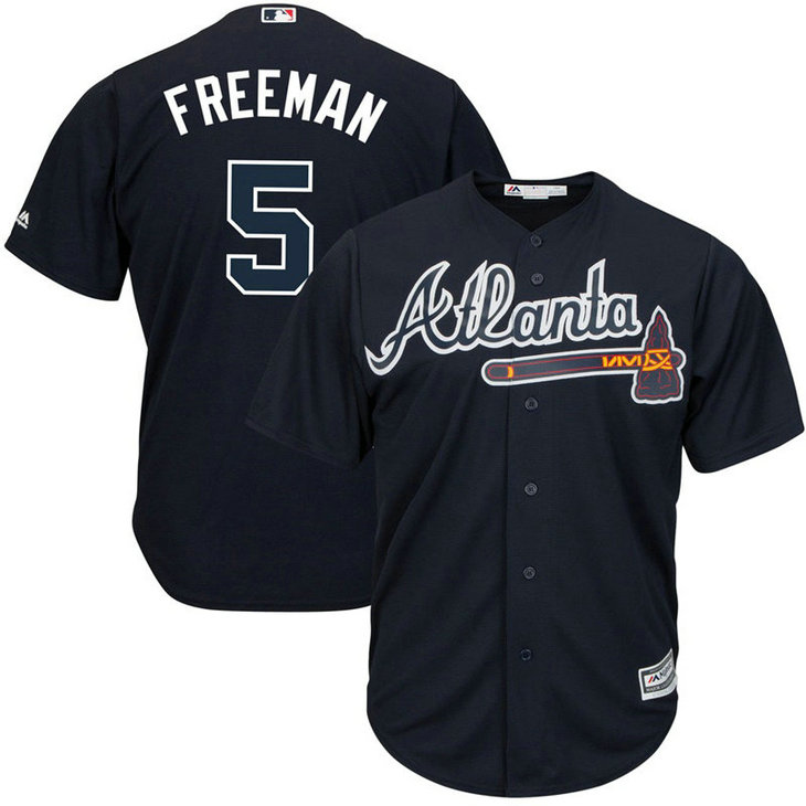 Atlanta Braves #5 Freddie Freeman Replica Alternate Navy Cool Base Jersey