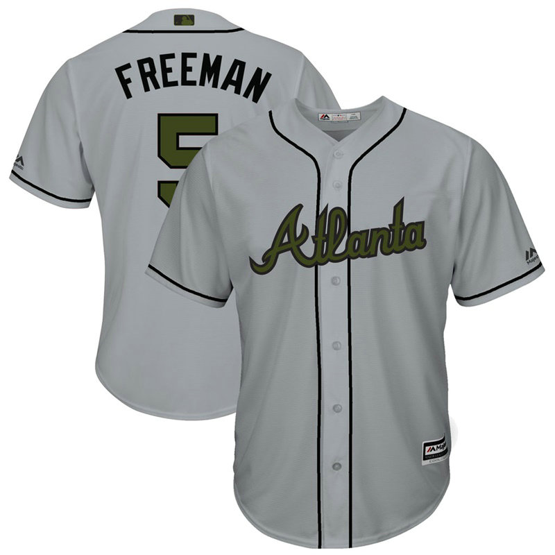 Atlanta Braves #5 Freddie Freeman Grey Cool Base Jersey 2017 Memorial Day