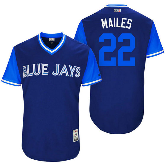 Toronto Blue Jays Luke Maile #22 Mailes Royal Nickname 2017 Little League Players Weekend Jersey