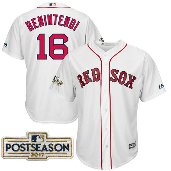 Andrew Benintendi #16 Boston Red Sox 2017 Postseason White Cool Base Jersey Andrew Benintendi #16 Boston Red Sox 2017 Postseason White Cool Base Jersey
