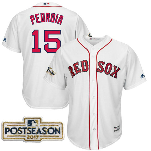 Dustin Pedroia #15 Boston Red Sox 2017 Postseason White Cool Base Jersey Dustin Pedroia #15 Boston Red Sox 2017 Postseason White Cool Base Jersey