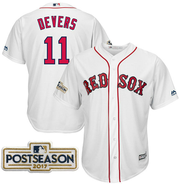 Rafael Devers #11 Boston Red Sox 2017 Postseason White Cool Base Jersey