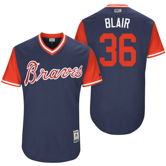 Atlanta Braves Aaron Blair #36 Blair Navy Nickname 2017 Little League Players Weekend Jersey Atlanta Braves Aaron Blair #36 Blair Navy Nickname 2017 Little League Players Weekend Jersey