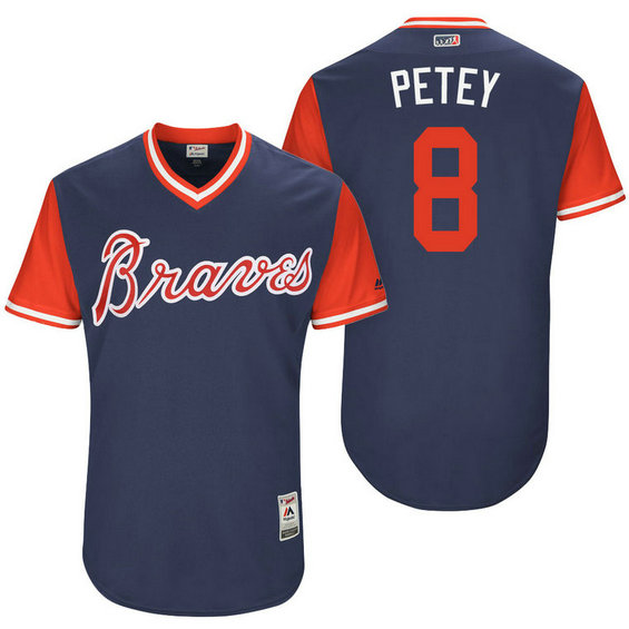 Atlanta Braves Jace Peterson #8 Petey Navy Nickname 2017 Little League Players Weekend Jersey Atlanta Braves Jace Peterson #8 Petey Navy Nickname 2017 Little League Players Weekend Jersey