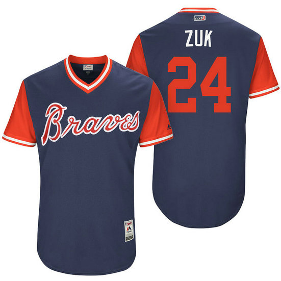 Atlanta Braves Kurt Suzuki #24 Zuk Navy Nickname 2017 Little League Players Weekend Jersey Atlanta Braves Kurt Suzuki #24 Zuk Navy Nickname 2017 Little League Players Weekend Jersey