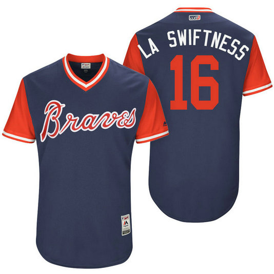 Atlanta Braves Lane Adams #16 LA Swiftness Navy Nickname 2017 Little League Players Weekend Jersey Atlanta Braves Lane Adams #16 LA Swiftness Navy Nickname 2017 Little League Players Weekend Jersey