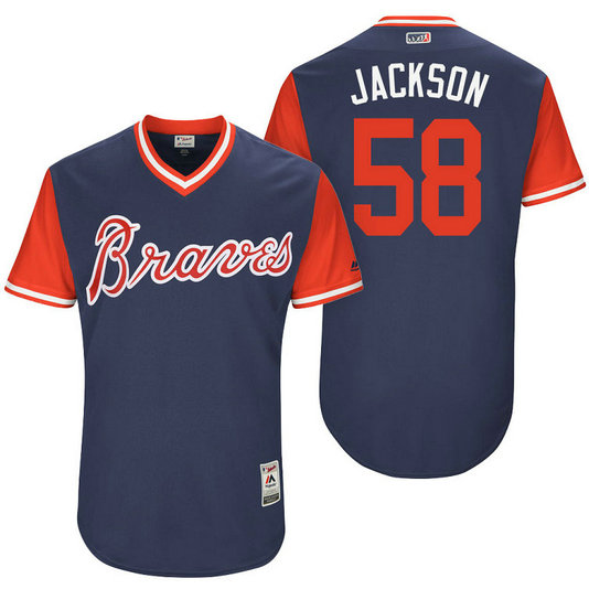 Atlanta Braves Luke Jackson #58 Jackson Navy Nickname 2017 Little League Players Weekend Jersey Atlanta Braves Luke Jackson #58 Jackson Navy Nickname 2017 Little League Players Weekend Jersey