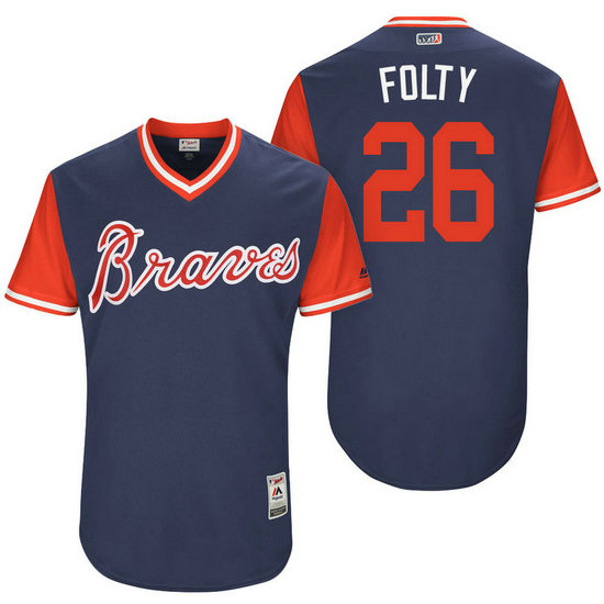Atlanta Braves Mike Foltynewicz #26 Folty Navy Nickname 2017 Little League Players Weekend Jersey