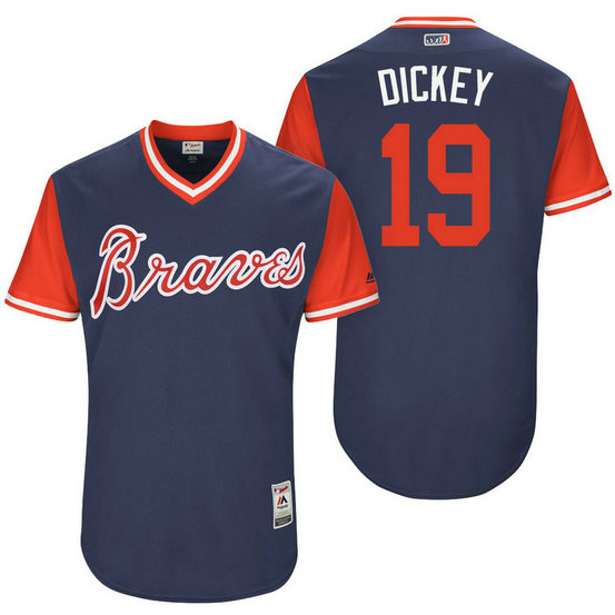 Atlanta Braves R.A. Dickey #19 Dickey Navy Nickname 2017 Little League Players Weekend Jersey