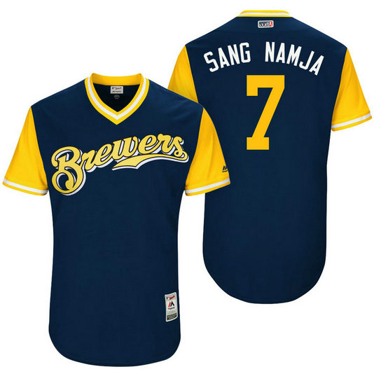 Milwaukee Brewers Eric Thames #7 Sang Namja Navy Nickname 2017 Little League Players Weekend Jersey Milwaukee Brewers Eric Thames #7 Sang Namja Navy Nickname 2017 Little League Players Weekend Jersey