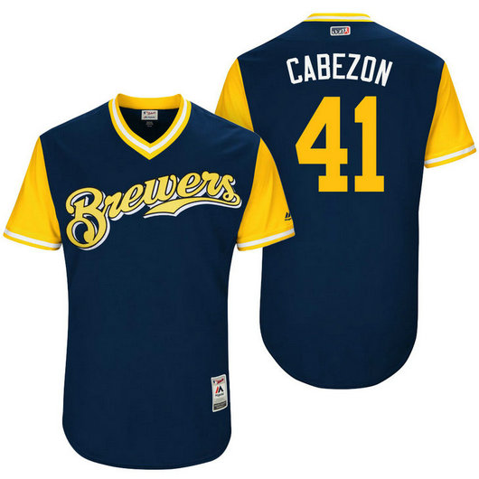 Milwaukee Brewers Junior Guerra #41 Cabezon Navy Nickname 2017 Little League Players Weekend Jersey