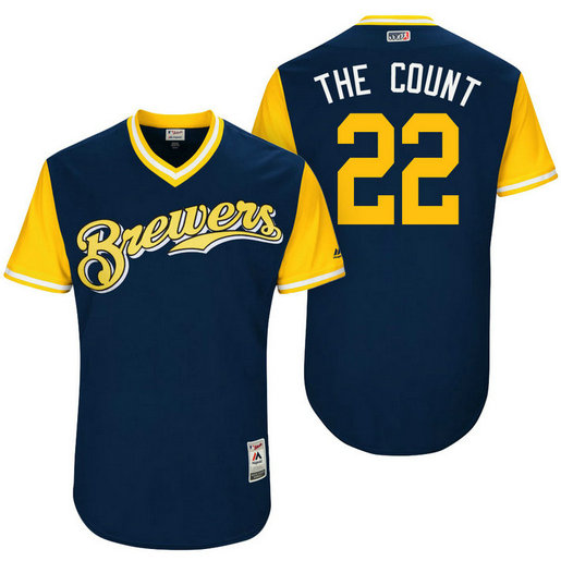 Milwaukee Brewers Matt Garza #22 The Count Navy Nickname 2017 Little League Players Weekend Jersey
