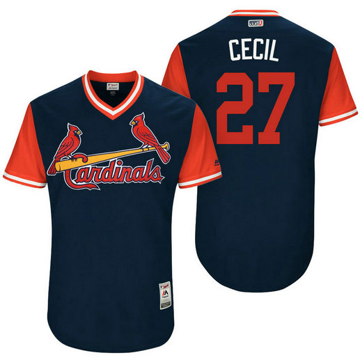 St. Louis Cardinals Brett Cecil #27 Cecil Navy Nickname 2017 Little League Players Weekend Jersey St. Louis Cardinals Brett Cecil #27 Cecil Navy Nickname 2017 Little League Players Weekend Jersey