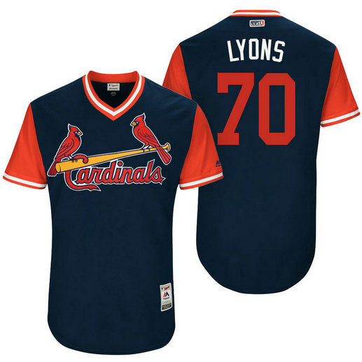 St. Louis Cardinals Tyler Lyons #70 Lyons Navy Nickname 2017 Little League Players Weekend Jersey St. Louis Cardinals Tyler Lyons #70 Lyons Navy Nickname 2017 Little League Players Weekend Jersey