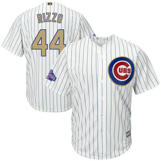Chicago Cubs #44 Anthony Rizzo 2017 Gold Program White Cool Base Jersey