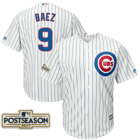 Javier Baez #9 Chicago Cubs 2017 Postseason White Cool Base Jersey Javier Baez #9 Chicago Cubs 2017 Postseason White Cool Base Jersey