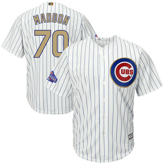 Chicago Cubs #70 Joe Maddon 2017 Gold Program White Cool Base Jersey