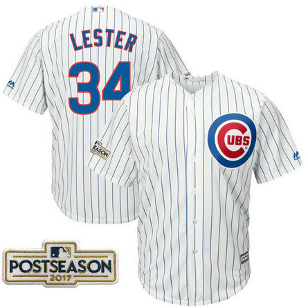Jon Lester #34 Chicago Cubs 2017 Postseason White Cool Base Jersey Jon Lester #34 Chicago Cubs 2017 Postseason White Cool Base Jersey