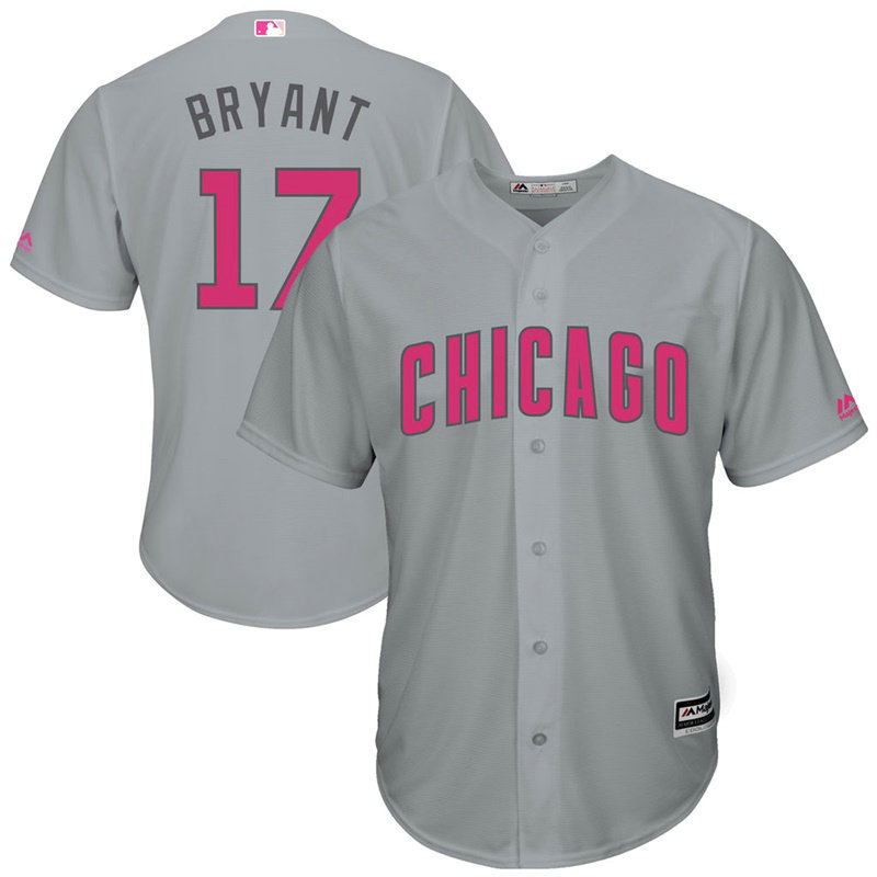 Chicago Cubs #17 Kris Bryant Grey Cool Base Jersey 2017 Mother's Day