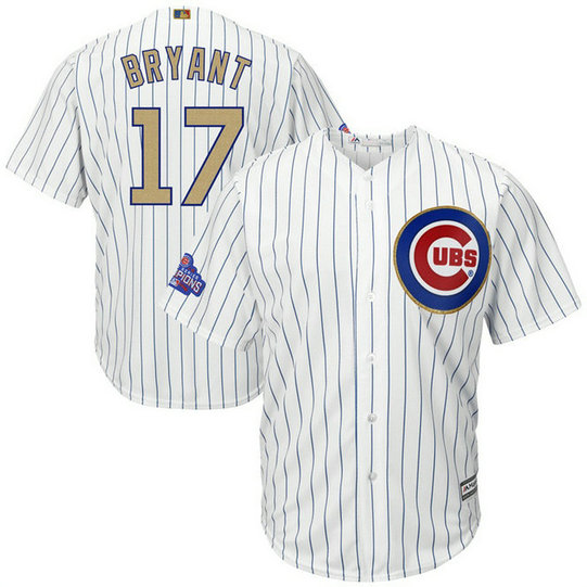 Chicago Cubs #17 Kris Bryant 2017 Gold Program White Cool Base Jersey Chicago Cubs #17 Kris Bryant 2017 Gold Program White Cool Base Jersey