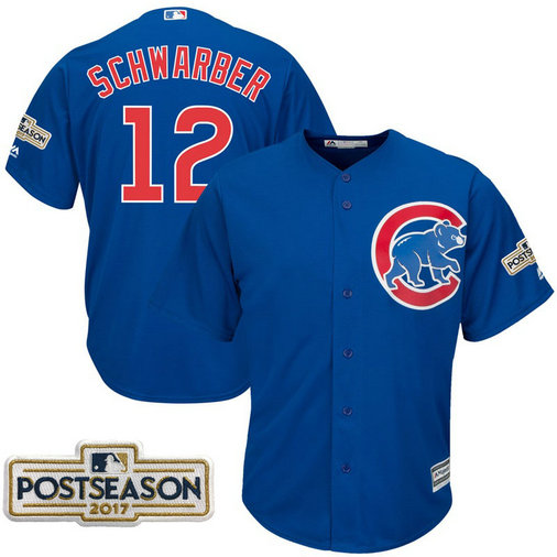 Kyle Schwarber #12 Chicago Cubs 2017 Postseason Royal Cool Base Jersey
