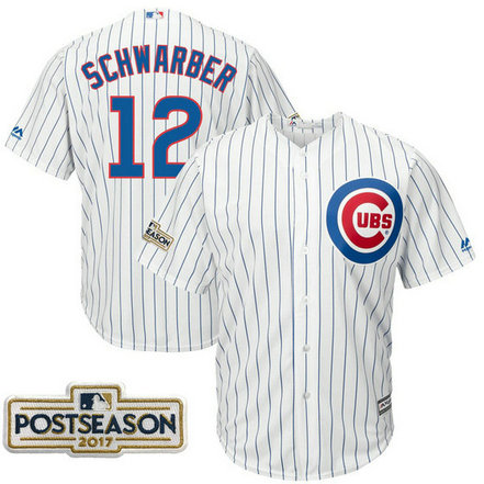 Kyle Schwarber #12 Chicago Cubs 2017 Postseason White Cool Base Jersey