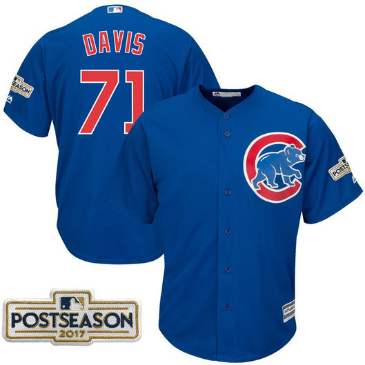 Wade Davis #71 Chicago Cubs 2017 Postseason Royal Cool Base Jersey
