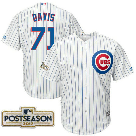 Wade Davis #71 Chicago Cubs 2017 Postseason White Cool Base Jersey
