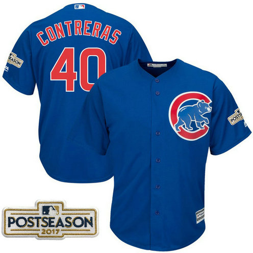 Willson Contreras #40 Chicago Cubs 2017 Postseason Royal Cool Base Jersey Willson Contreras #40 Chicago Cubs 2017 Postseason Royal Cool Base Jersey