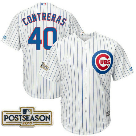 Willson Contreras #40 Chicago Cubs 2017 Postseason White Cool Base Jersey Willson Contreras #40 Chicago Cubs 2017 Postseason White Cool Base Jersey