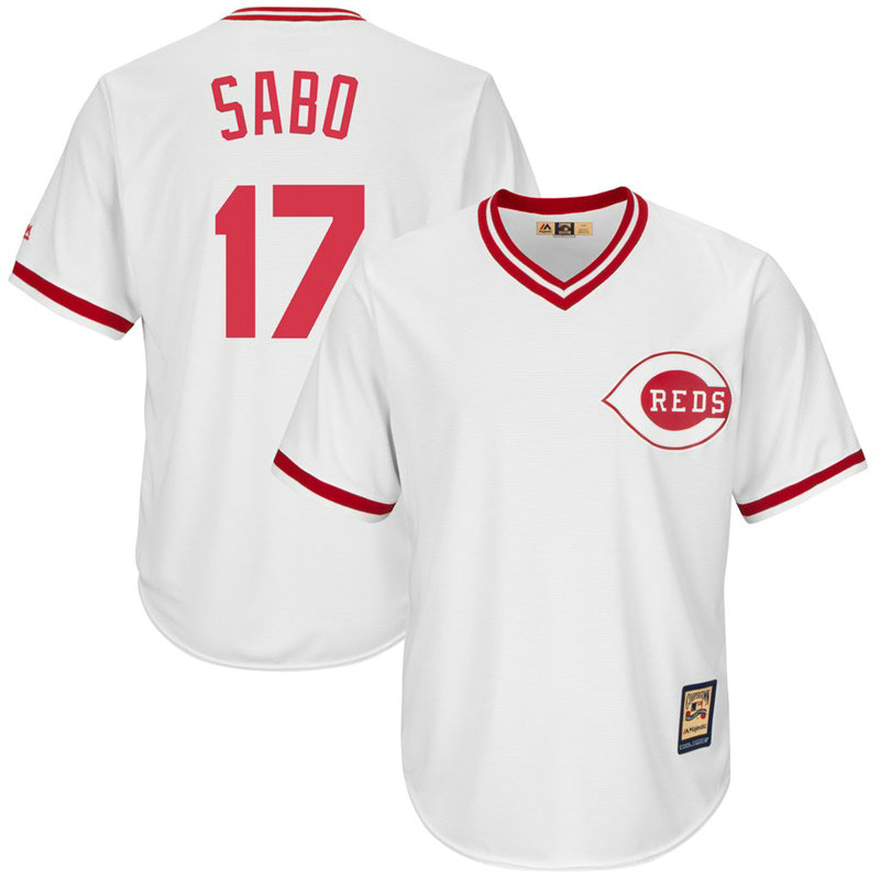 Chris Sabo #17 Cincinnati Reds Replica Cooperstown Collection White Cool Base Jersey Chris Sabo #17 Cincinnati Reds Replica Cooperstown Collection White Cool Base Jersey
