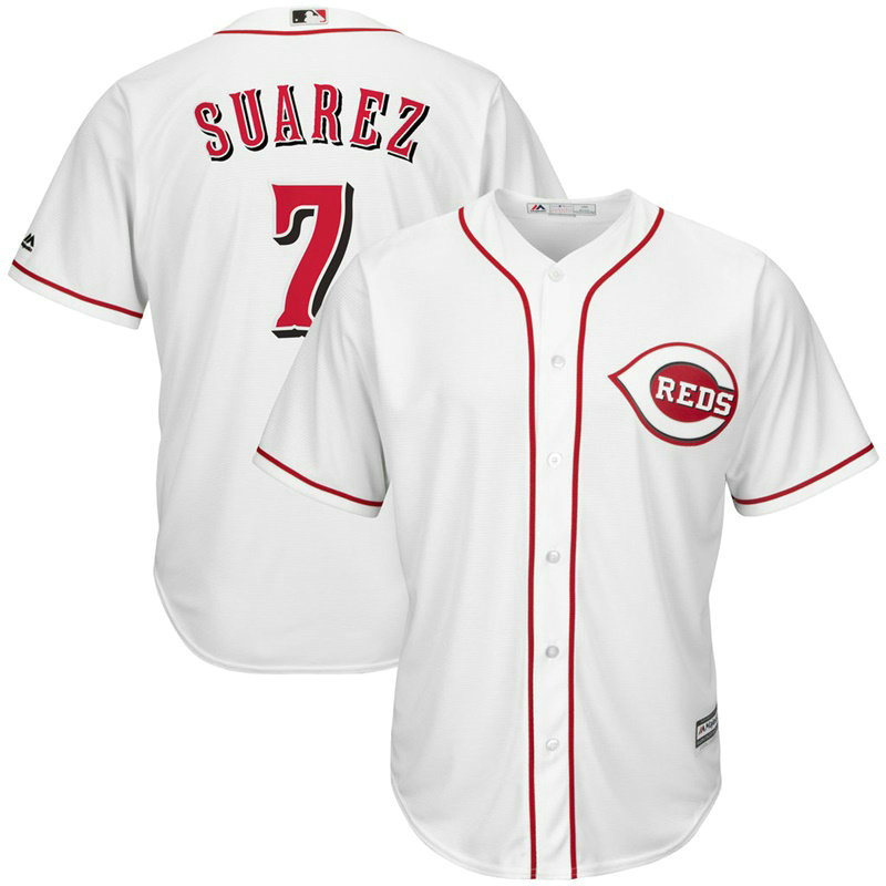 Cincinnati Reds #7 Eugenio Suarez Home White Cool Base Jersey