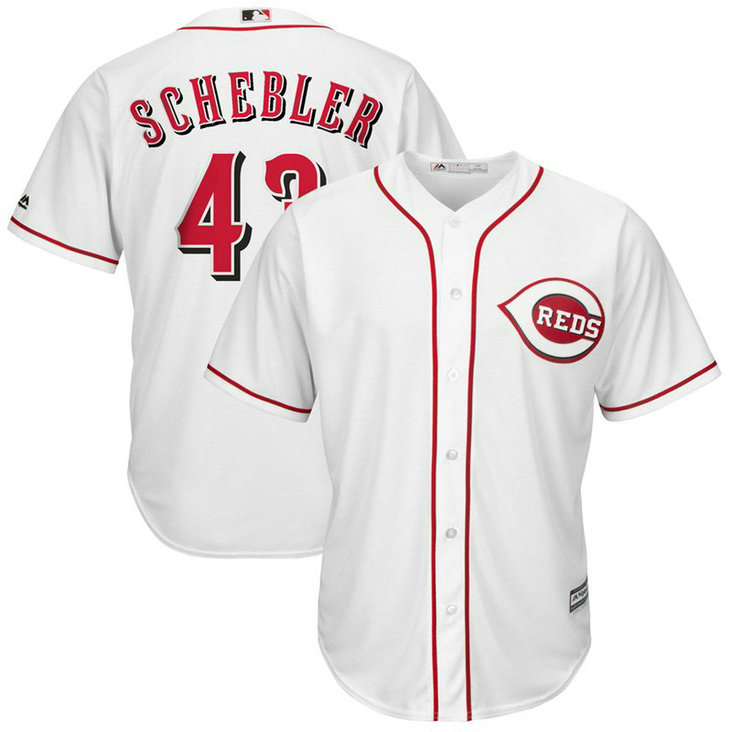 Scott Schebler #43 Cincinnati Reds Replica Home White Cool Base Jersey