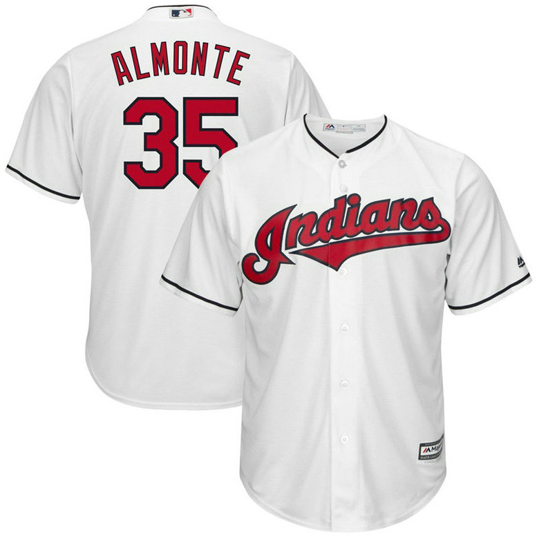 Abraham Almonte #35 Cleveland Indians Replica Home White Cool Base Jersey