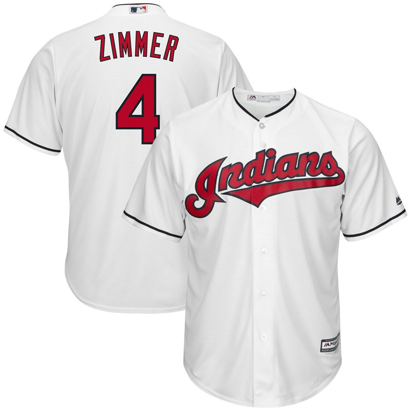 Bradley Zimmer #4 Cleveland Indians Home White Cool Base Jersey
