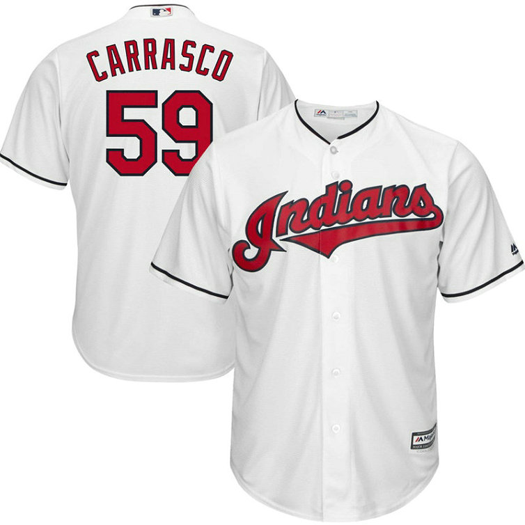 Cleveland Indians #59 Carlos Carrasco Home White Cool Base Jersey