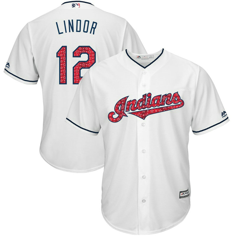 Cleveland Indians Independence Day #12 Francisco Lindor 2017 Stars & Stripes White Cool Base Jersey Cleveland Indians Independence Day #12 Francisco Lindor 2017 Stars & Stripes White Cool Base Jersey