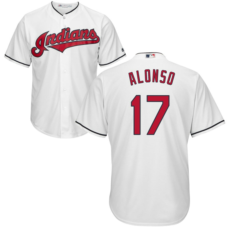 Cleveland Indians #17 Yonder Alonso Home White Cool Base Jersey