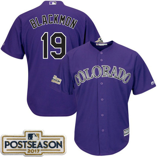 Charlie Blackmon #19 Colorado Rockies 2017 Postseason Purple Cool Base Jersey