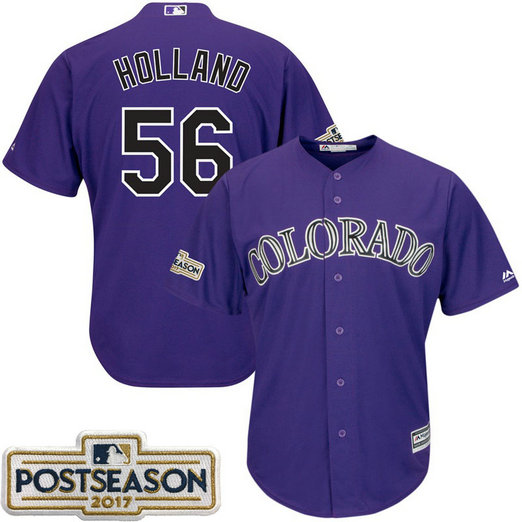 Greg Holland #56 Colorado Rockies 2017 Postseason Purple Cool Base Jersey Greg Holland #56 Colorado Rockies 2017 Postseason Purple Cool Base Jersey