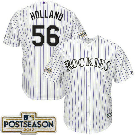 Greg Holland #56 Colorado Rockies 2017 Postseason White Cool Base Jersey Greg Holland #56 Colorado Rockies 2017 Postseason White Cool Base Jersey