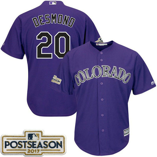 Ian Desmond #20 Colorado Rockies 2017 Postseason Purple Cool Base Jersey Ian Desmond #20 Colorado Rockies 2017 Postseason Purple Cool Base Jersey