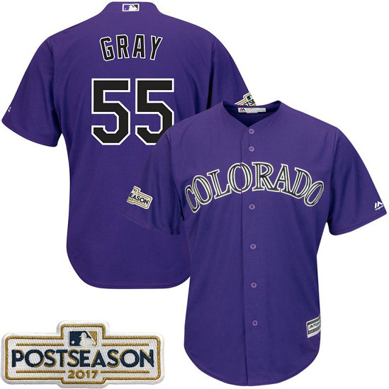 Jon Grey #55 Colorado Rockies 2017 Postseason Purple Cool Base Jersey