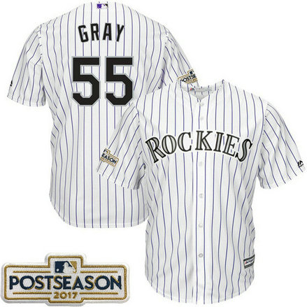 Jon Grey #55 Colorado Rockies 2017 Postseason White Cool Base Jersey