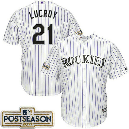 Jonathan Lucroy #21 Colorado Rockies 2017 Postseason White Cool Base Jersey Jonathan Lucroy #21 Colorado Rockies 2017 Postseason White Cool Base Jersey