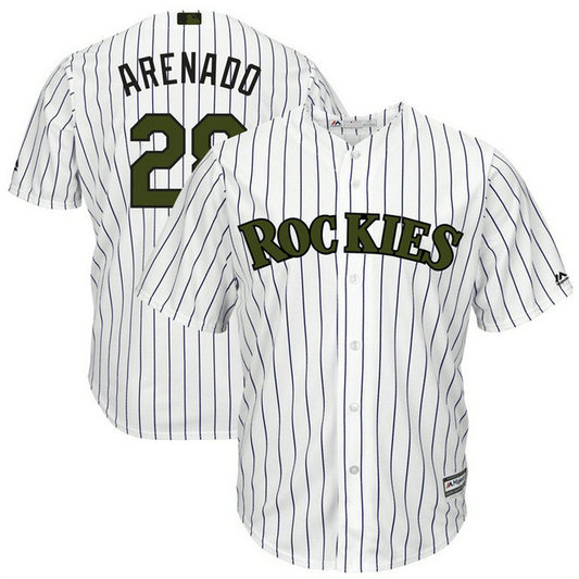 Colorado Rockies #28 Nolan Arenado White Cool Base Jersey 2017 Memorial Day