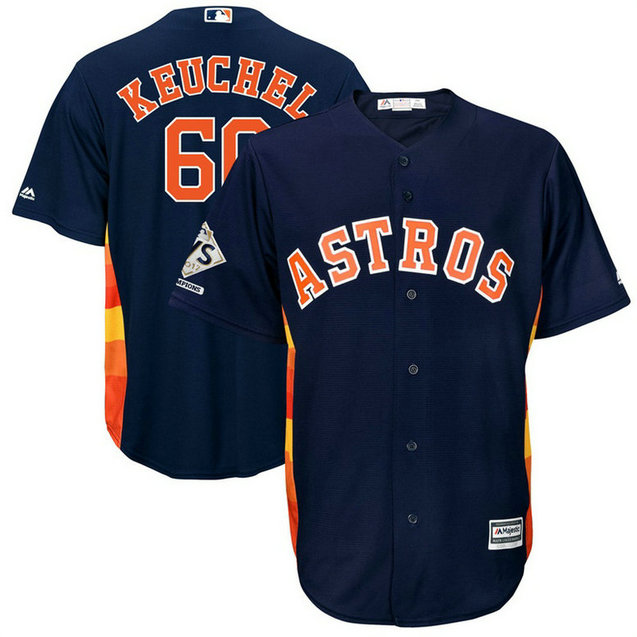 Houston Astros Dallas Keuchel #60 Navy 2017 World Series Champions Patch Cool Base Jersey
