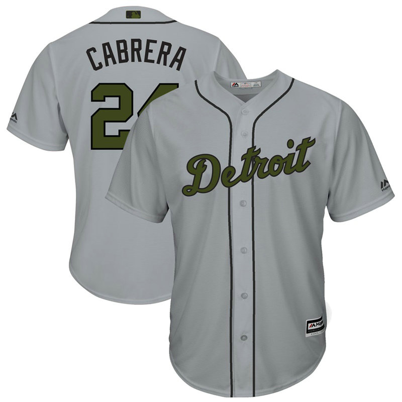 Detroit Tigers #24 Miguel Cabrera Grey Cool Base Jersey 2017 Memorial Day