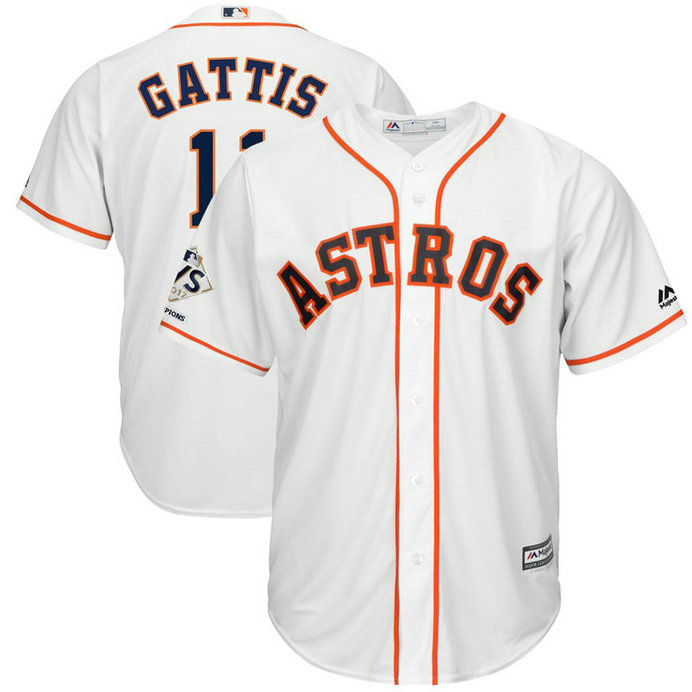 Houston Astros Evan Gattis #11 White 2017 World Series Champions Patch Cool Base Jersey