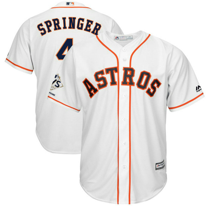 Houston Astros George Springer #4 White 2017 World Series Champions Patch Cool Base Jersey